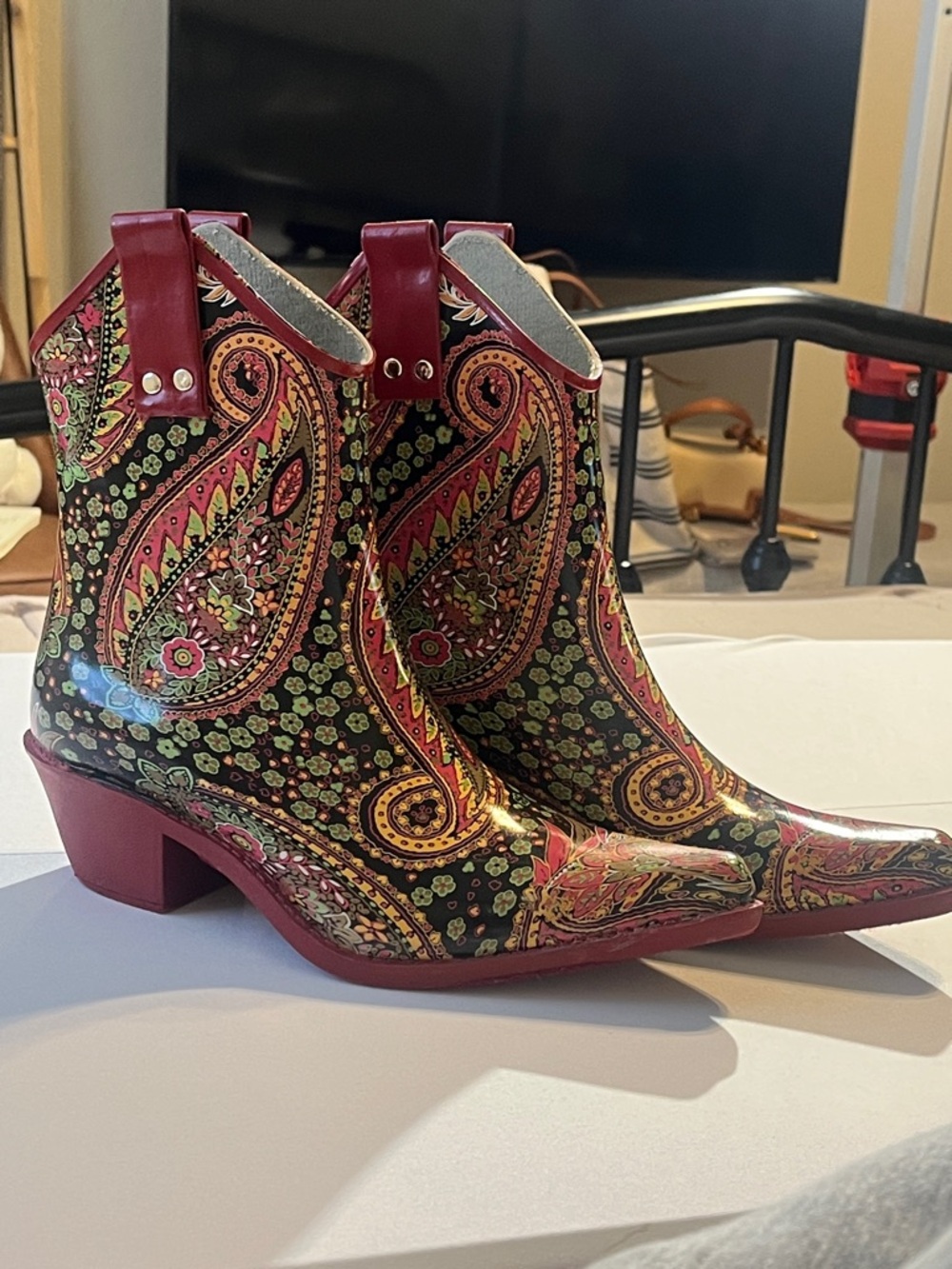 Nomad Yippy Paisley Western Cowboy Rain Boots - Women's Size 6